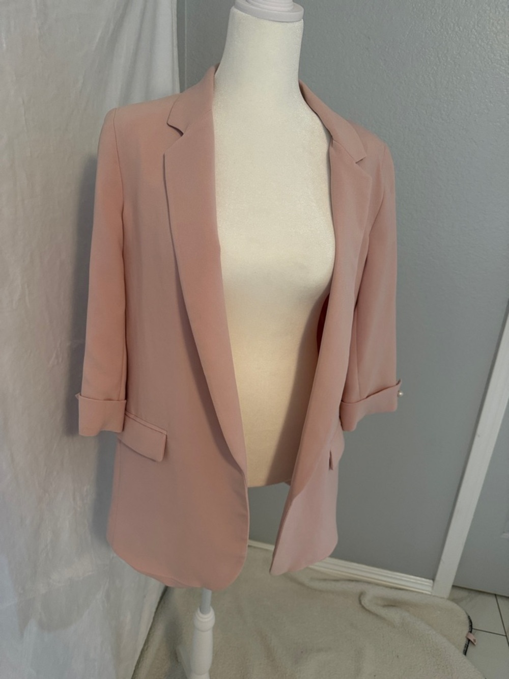 Zara Blush Pink Open Front Blazer